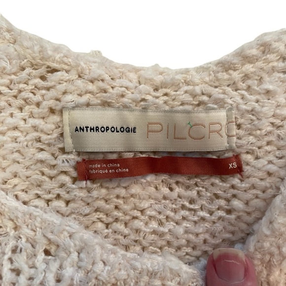 Anthropologie Pilcro Luna Pointelle Cream Sweater-Over sized XS - Picture 3 of 12